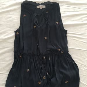 LOFT navy peplum top